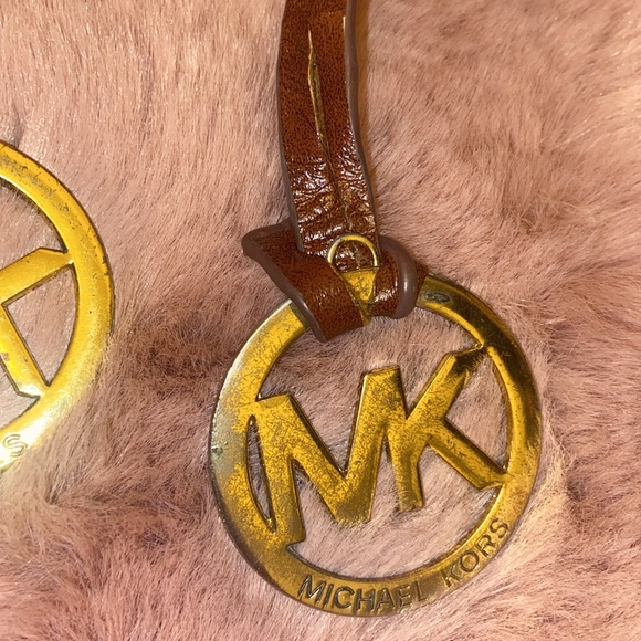 MK set of 2 Michael Kors Gold emblems one with leather strip - Picture 6 of 6